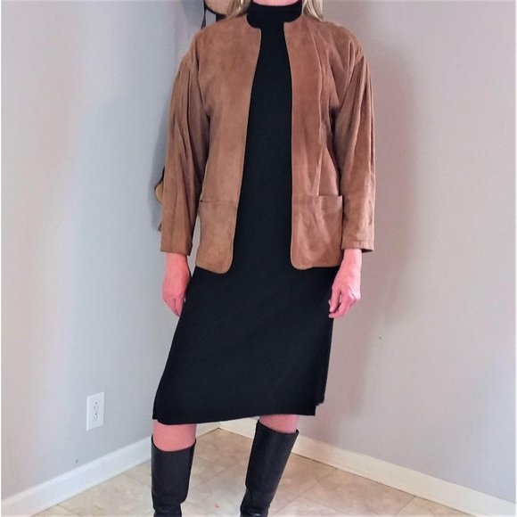 Vintage Brown Suede Blazer Womens Fully Lined - Picture 3 of 8